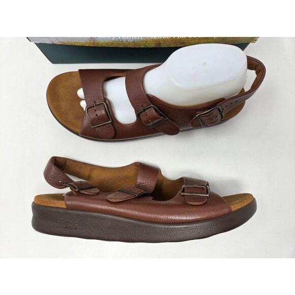 SAS SAN ANTONIO SHOES TRIPAD RELAXED AMBER BROWN LEATHER SANDALS WOMENS 12 N NEW - Picture 1 of 8